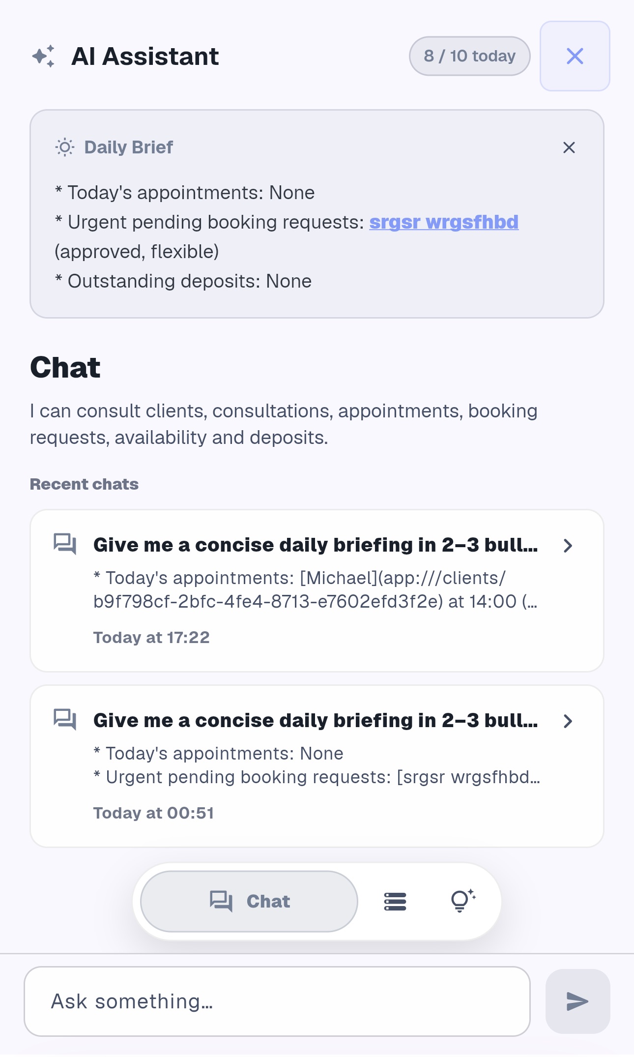Affichr AI assistant chat screen